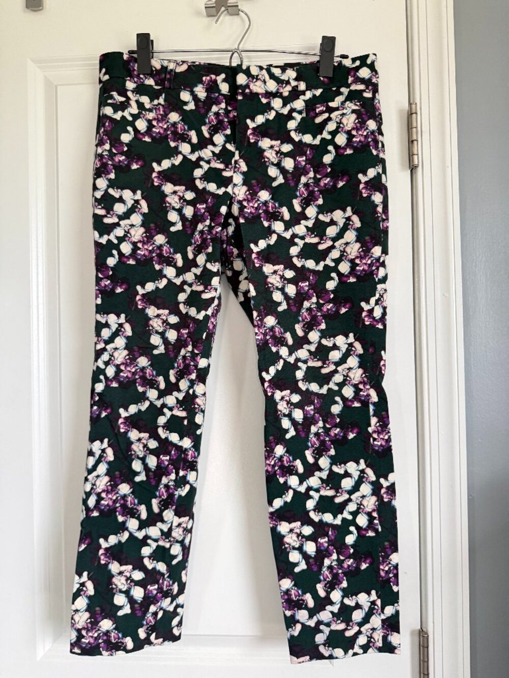 Banana Republic Sloan Fit Ankle Pants Floral Green Purple Size 8 Petite